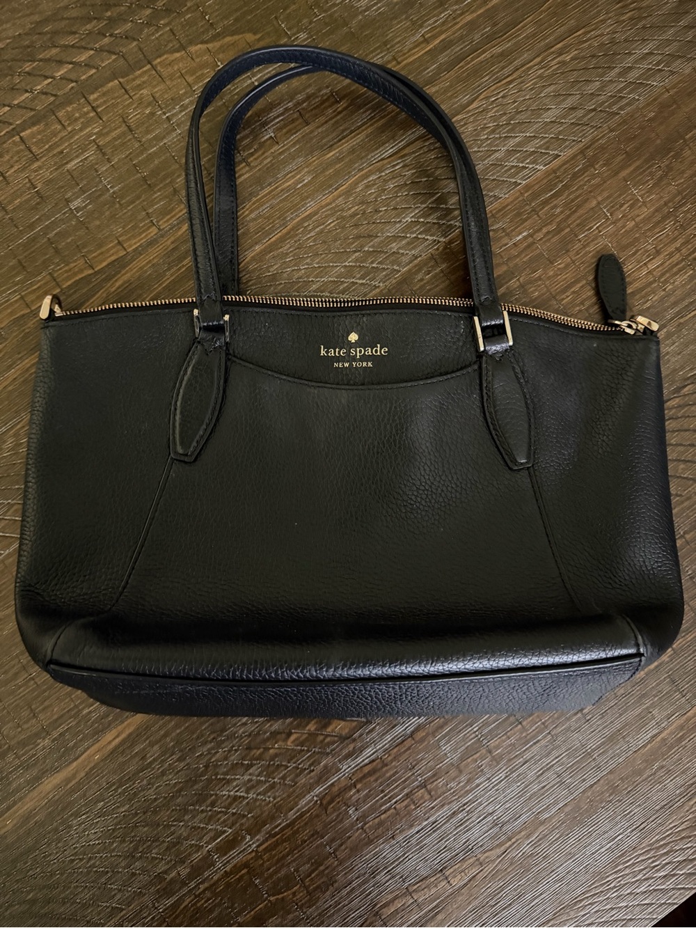 kate spade Black Leather Shoulder Bag with Gold Hardware
